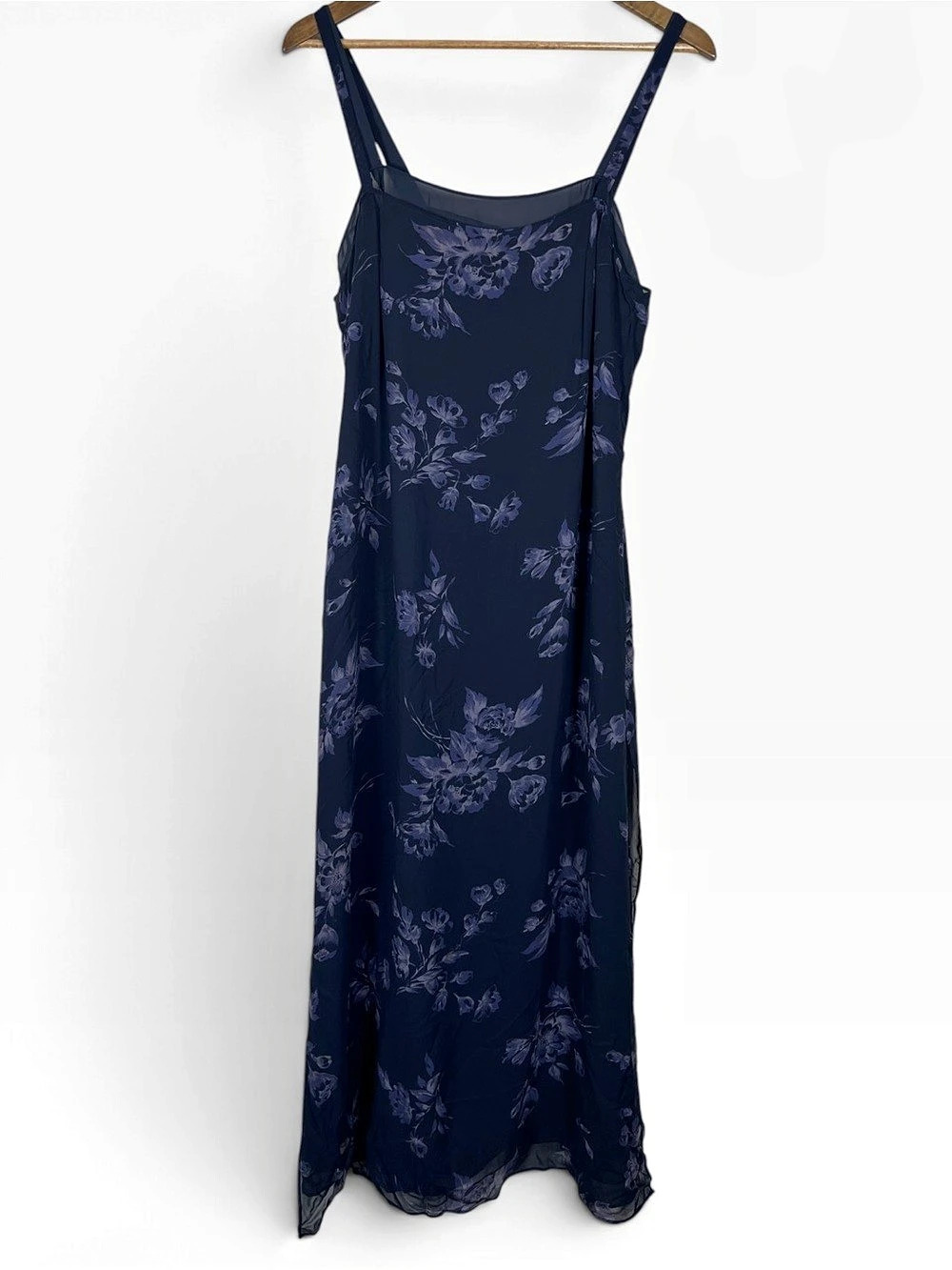 Vintage INC Womens Floral Maxi Dress Size 12 Black Purple Sheer Y2K Whimsigoth